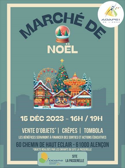 Le vendredi 15 décembre 2023, de 16h00 à 19h00, se tiendra le marché de Noël du DDAME site de La Passerelle à Alençon