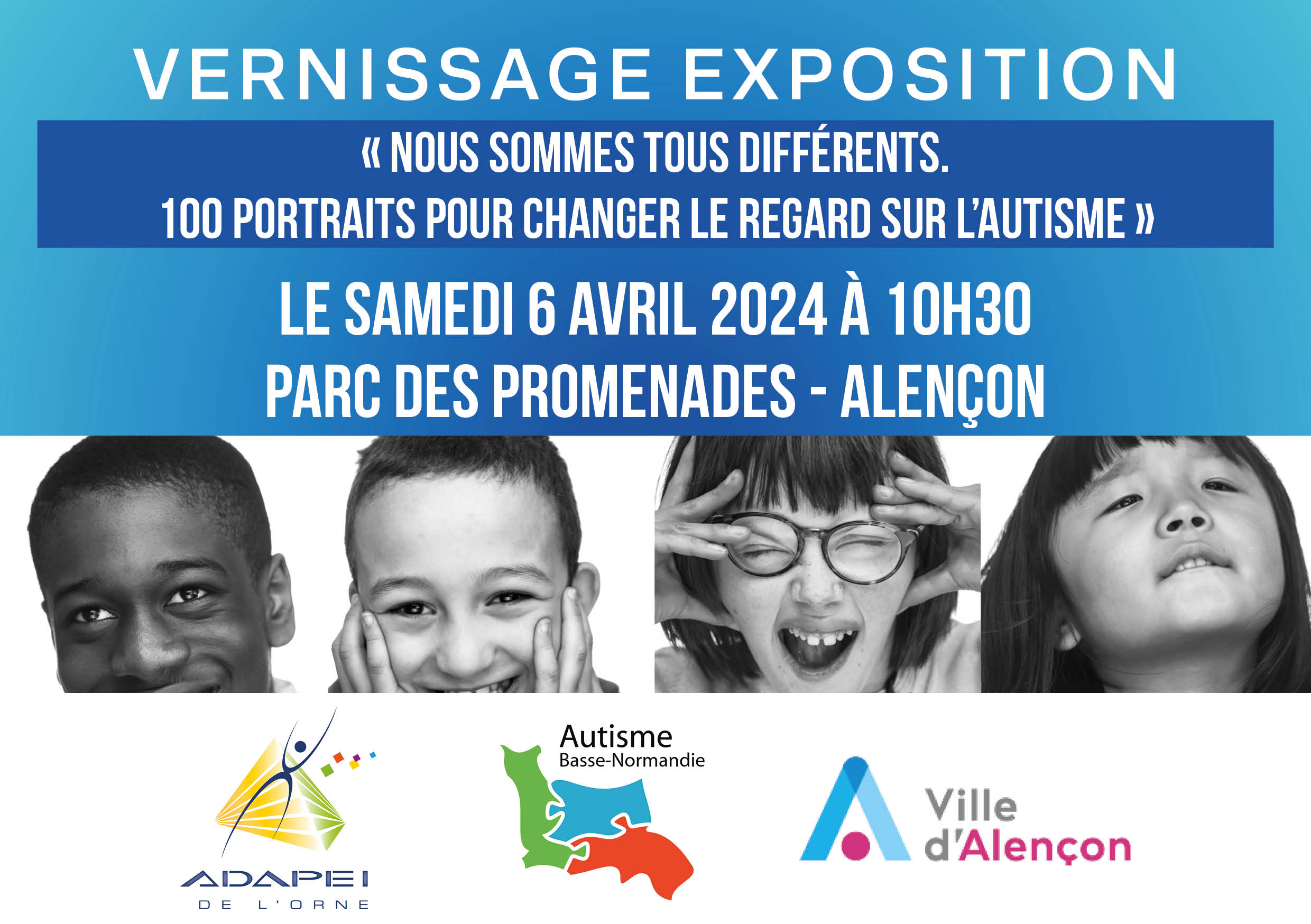 SAVE THE DATE : Vernissage de l’exposition « Nous sommes tous différents… » le samedi 6 avril 2024 à 10h30 au Parc des Promenades à Alençon