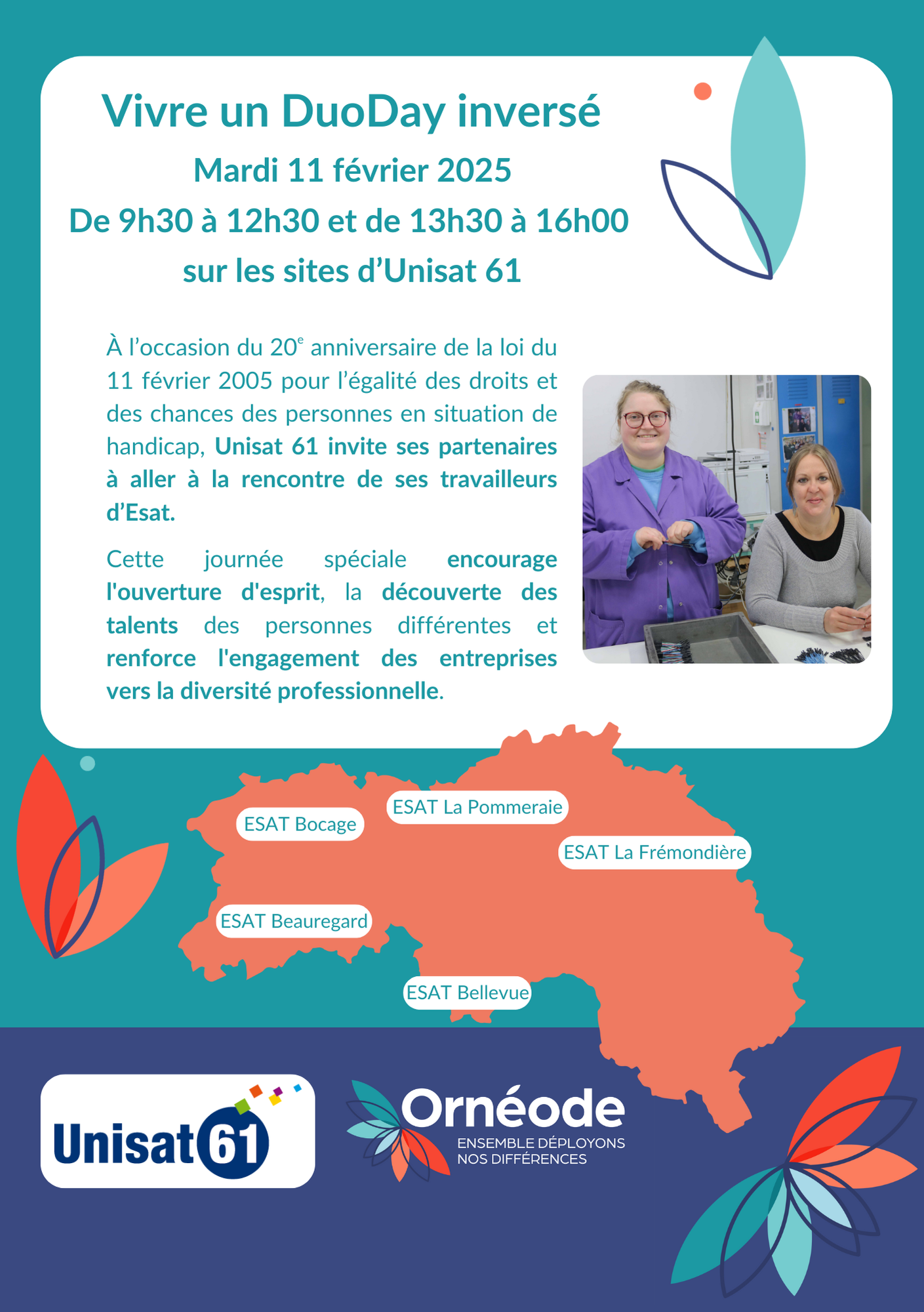 Vivre un DuoDay inversé au sein des établissements d’Unisat 61, secteur du travail protégé d’Ornéode, le 11 février 2025